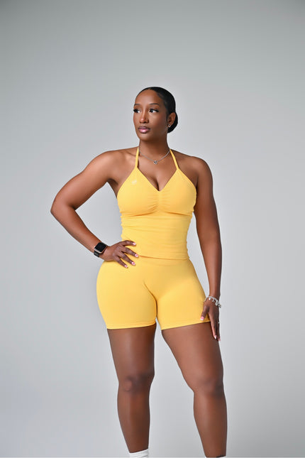 Aura Halter Top Set- Butter yellow