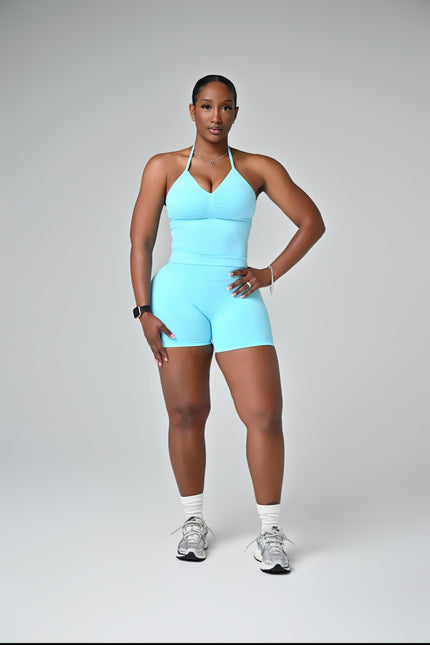 Aura Halter top Set- Powder Blue