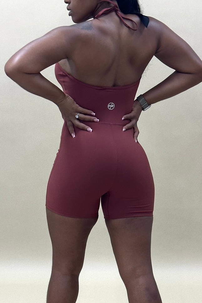 Bronzed Brown Halter Top Jumpsuit