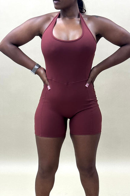 Bronzed Brown Halter Top Jumpsuit