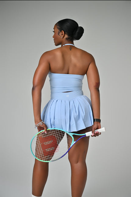 Sweet Serve - Powder Blue Halter Skort Set