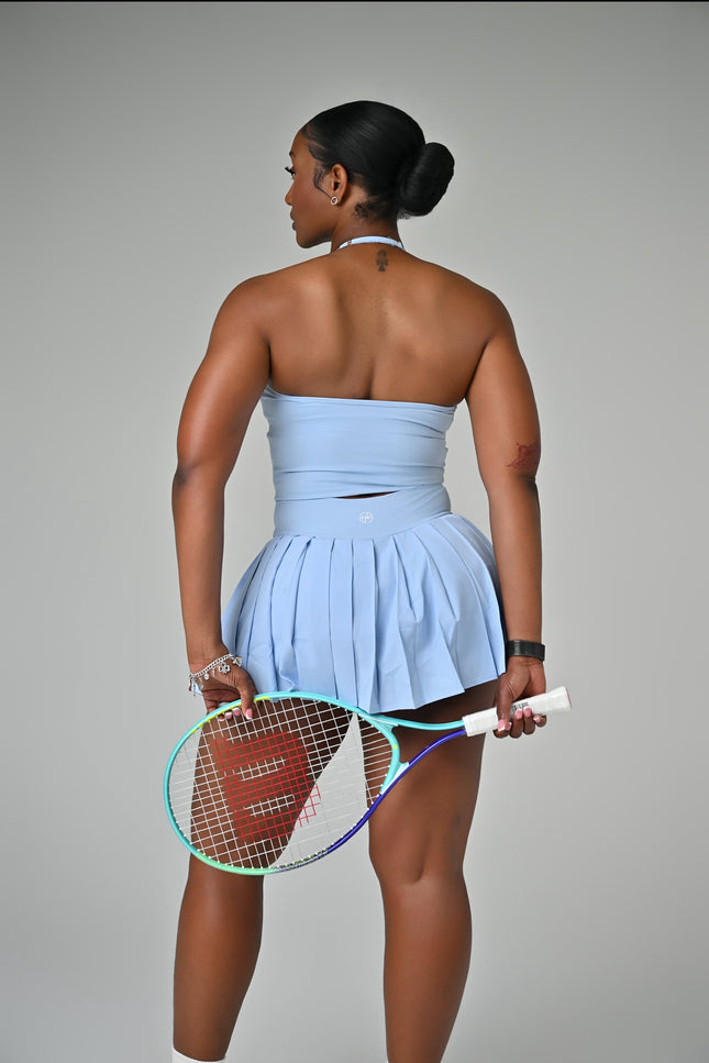Sweet Serve - Powder Blue Halter Skort Set