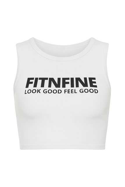 Fitnfine Cropped Tank-White