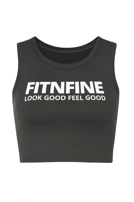 Fitnfine Cropped Tank-Black
