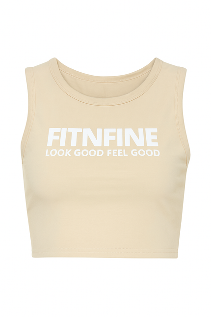 Fitnfine Cropped Tank- Tan