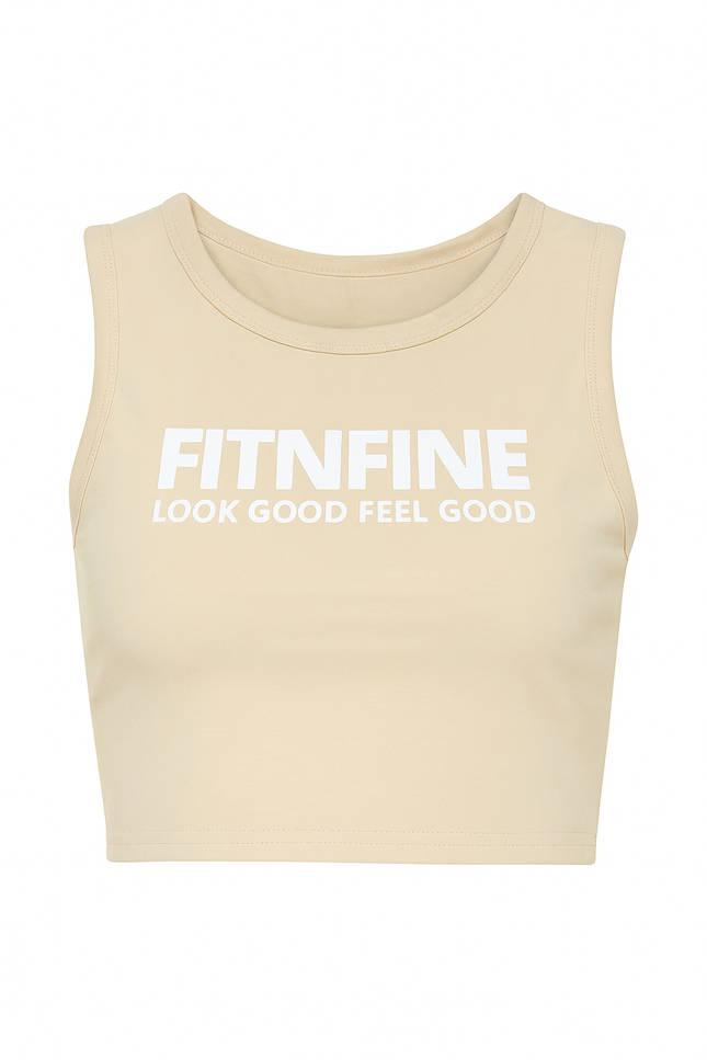Fitnfine Cropped Tank- Tan