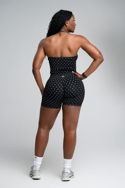 Aura Halter Top Set- Noir Black Polka