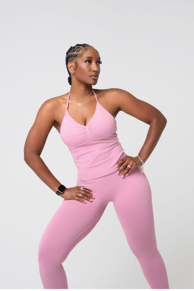 Aura Halter Set Leggings - Blush Pink Glow