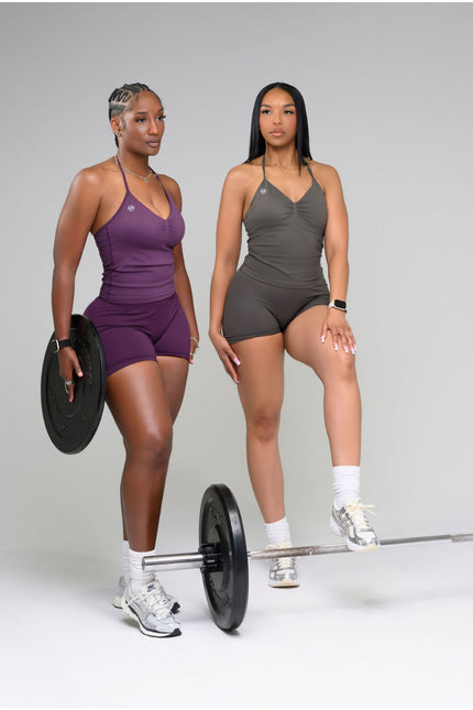 Aura Halter Short Set- Graphite Grey
