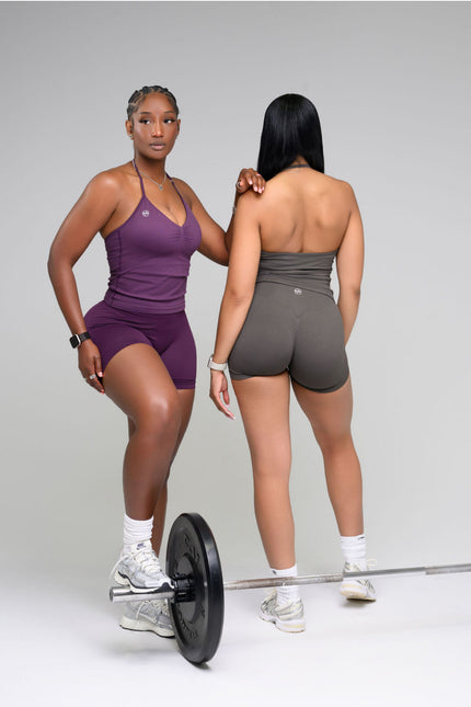 Aura Halter Short Set- Graphite Grey