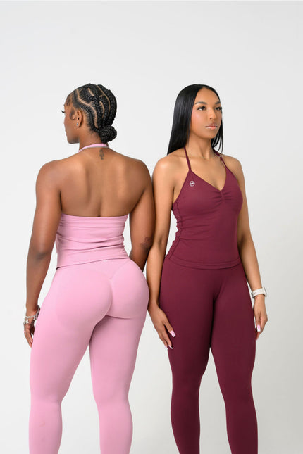 Aura Halter Set Leggings - Blush Pink Glow