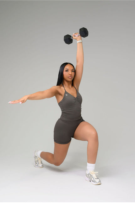 Aura Halter Short Set- Graphite Grey