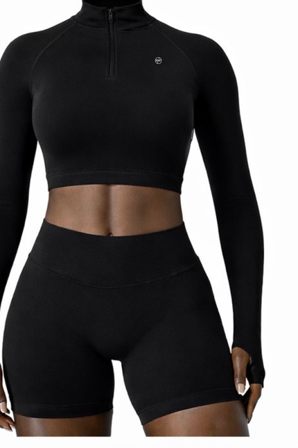 Nior Black Quarter Zip set