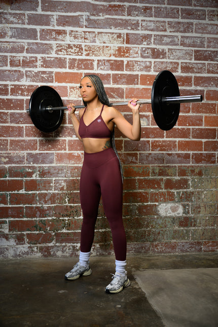 Champagne Burgundy Crossover legging set