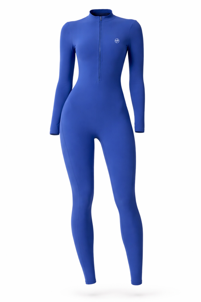 SculptFit Open-Back Performance Jumpsuit- Cobalt blue