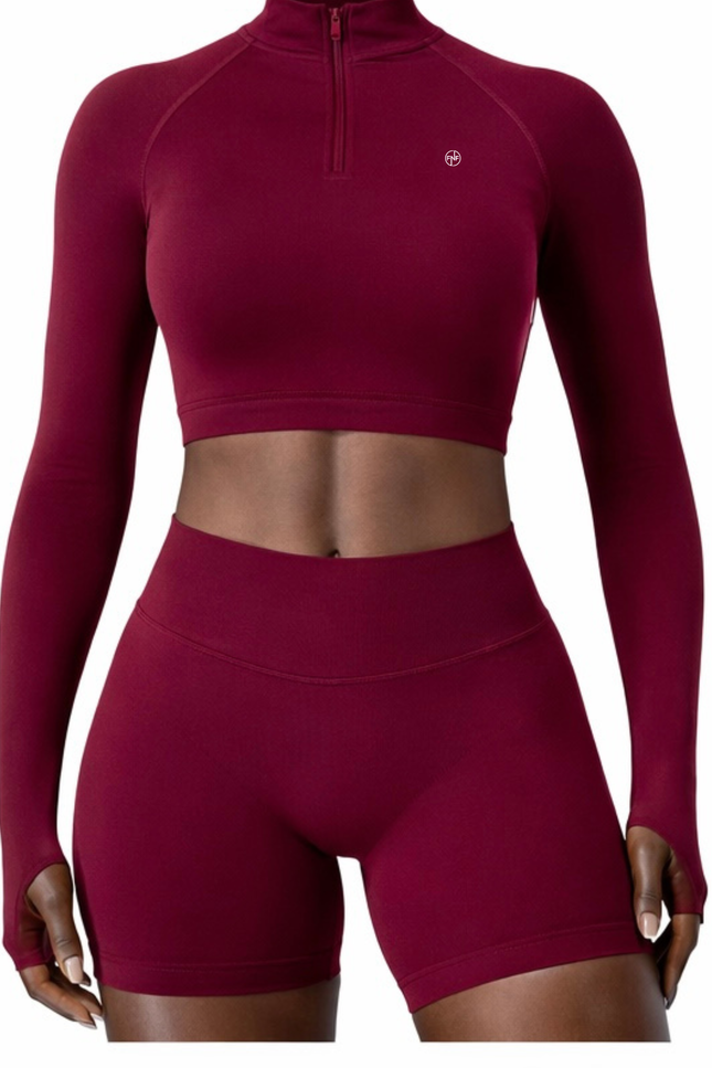 Flex Quarter Zip Set- Merlot Burgandy